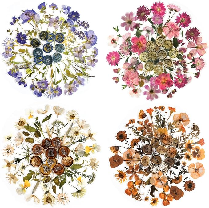 Yoksas Pressed Flower Wax Seal Stickers Set