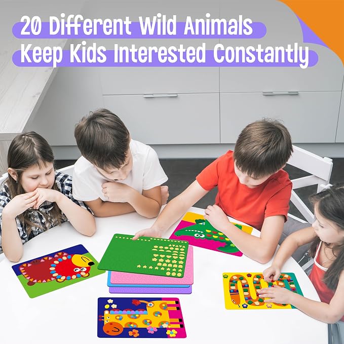 SpriteGru Foam Sticker Art Activity, 20 Wild Animal Art Boards