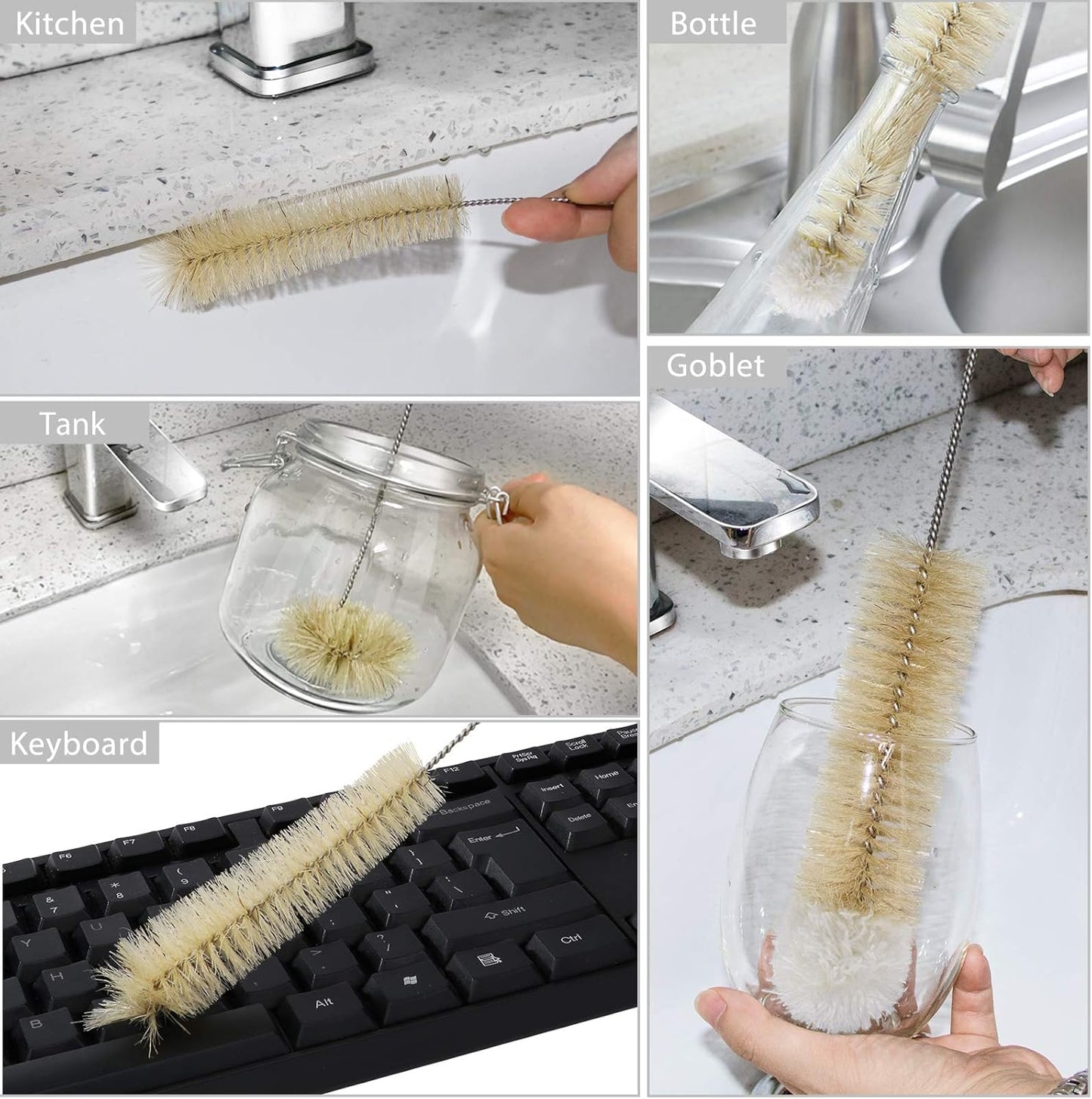 MASTERTOP 9 Pieces Bottle Brush Set - Long Water Bottle and Straw Brush Cleaning Set BPA Free Bottle Cleaner Brush for Baby Bottle Pipes Coffee Grinder Teapot Narrow Neck Wide Mouth Water Bottles