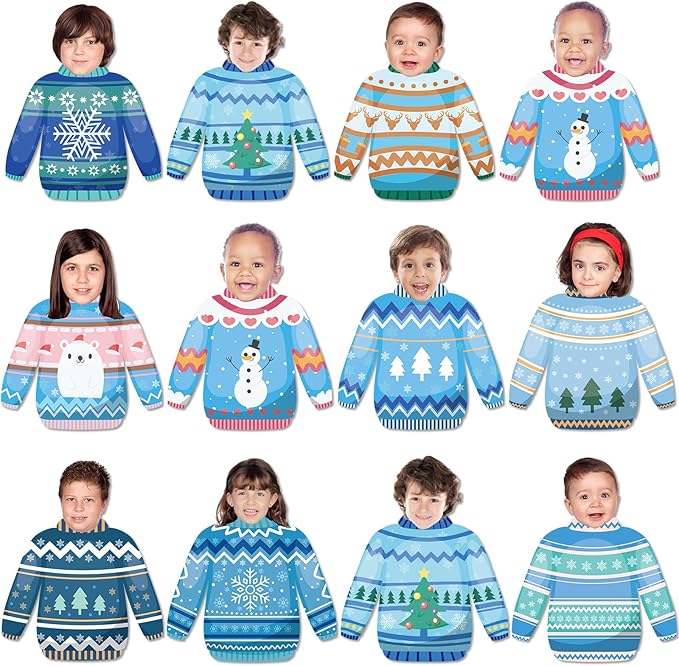 60pcs Winter Theme DIY Cutouts Sweater Bulletin Board Decoration Set Christmas