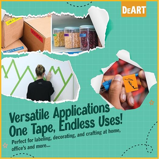 DEART 12PCS Colored Masking Tape, Kids Art Supplies, DIY Craft Tape, Colored