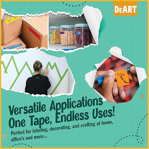 DEART 8X Colored Masking Tape, 33 Ft x 1 inch Colored Painters Tape