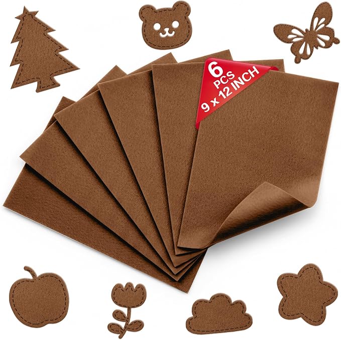 Cognac Soft Felt Sheets for Crafts, 1.6mm Thick, Kids' Crafts, DIY Projects