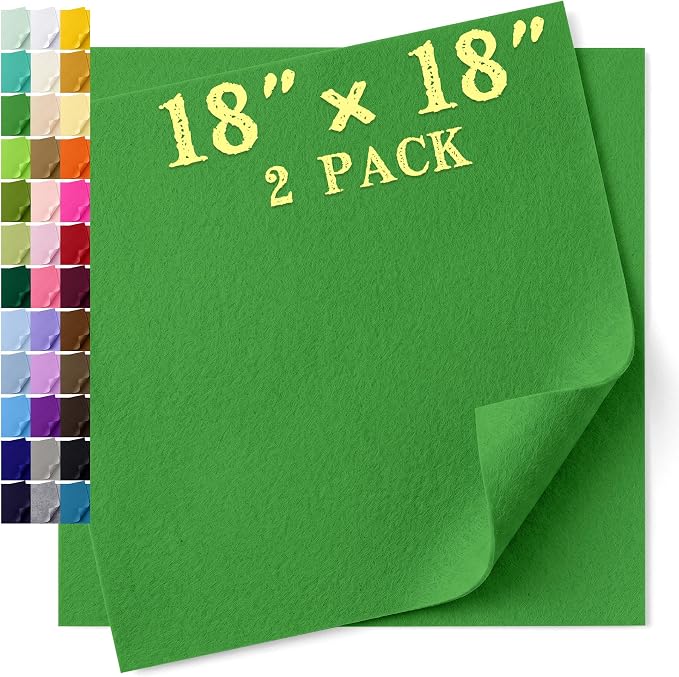 Felt Fabric Sheet 18 x 18 Inch, 1.6mm Thick | Soft and Flexible Nonwoven