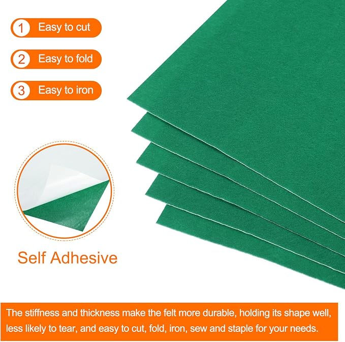 MECCANIXITY Adhesive Felt Sheets, Felt Fabric Crafts Back Adhesive Felt Sheets