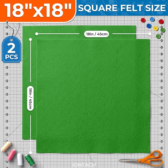 IONTACH 18" X 18" Soft Felt Sheets 1.6mm Thick | Acrylic Felt Fabric Sheets