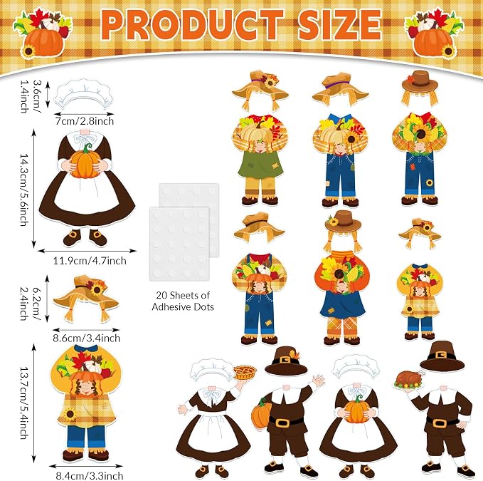 gisgfim 80Pcs Fall Scarecrow Cutouts Fall Thanksgiving Decorations Bulletin
