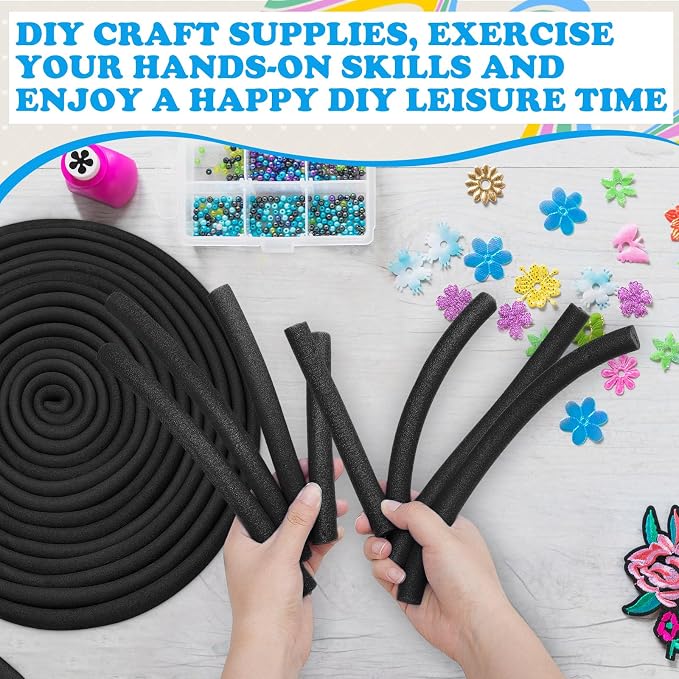 Frienda 5/8 Inch x 40 Ft Black Foam Noodles