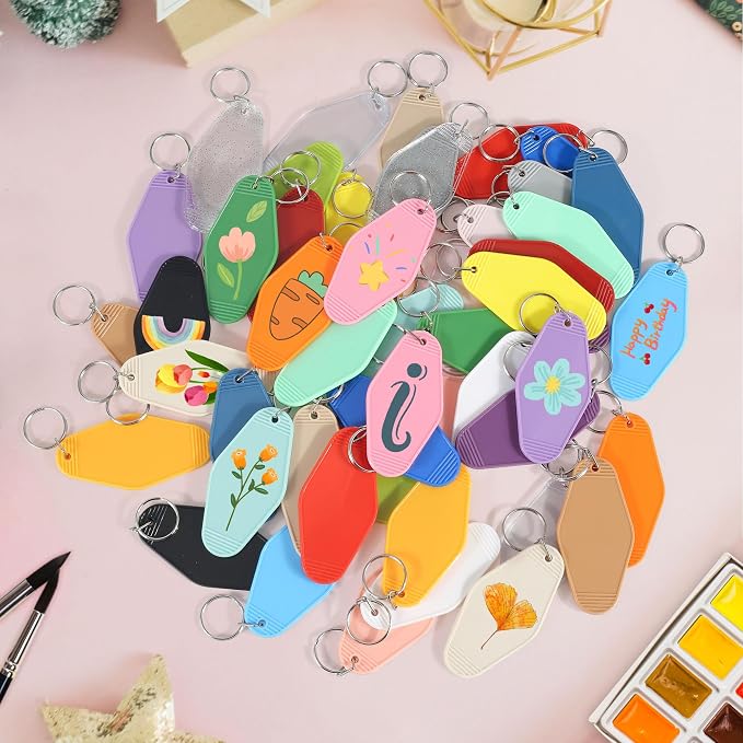 Yoption 50pcs Blank Motel Keychain Bulk