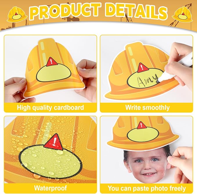 160Pcs Construction Helmet Cutouts Back to School Bulletin Board Decoration Set
