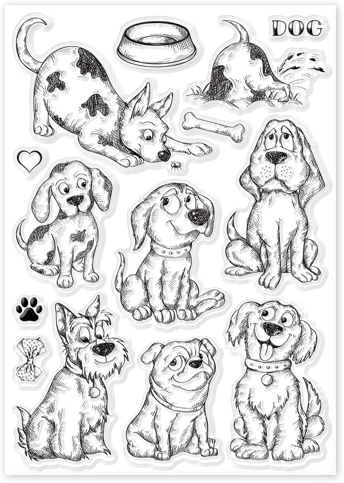 GLOBLELAND Cartton Dogs Clear Stamps