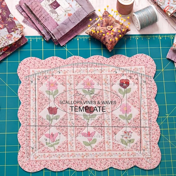 Scallop Vine Wave Design Template Acrylic Quilting Template Multi Pattern