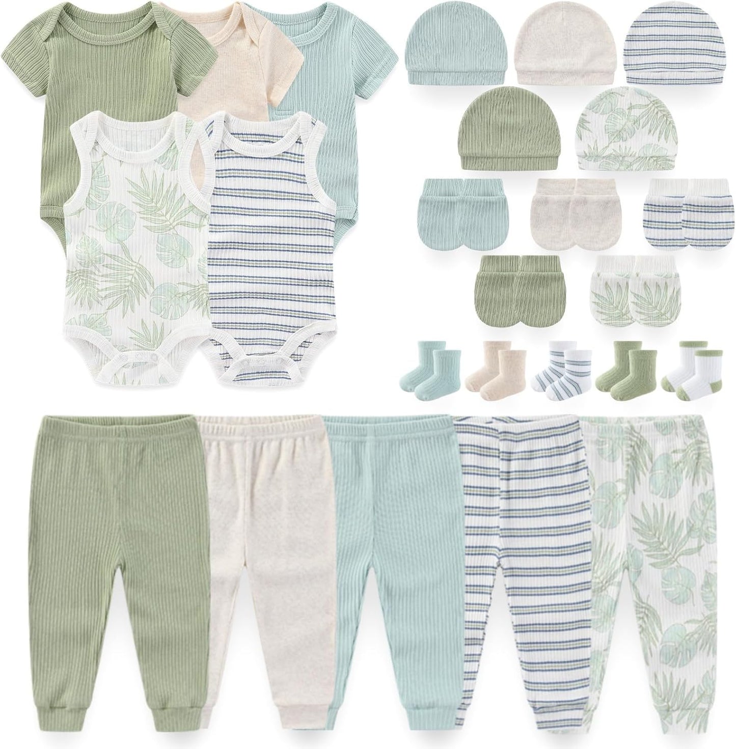 Newborn Baby Layette Essentials Giftset Clothing Set Short-Sleeve Bodysuit and Long Pants