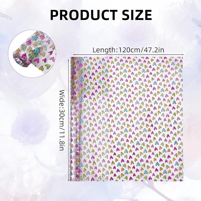 Heart Printed TPU Jelly Faux Leather Fabrics, 11.8 x 47.2 Inch Clear TPU Vinyl