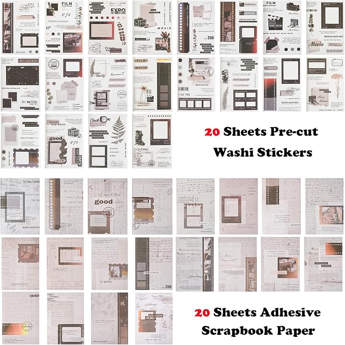 Vintage Washi Stickers Book for Journaling