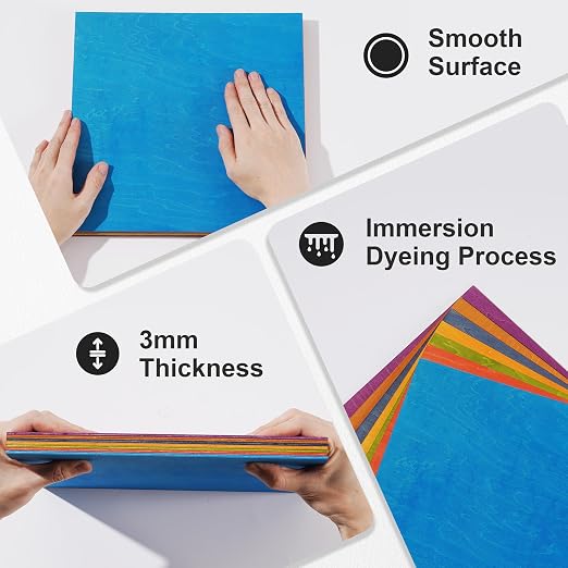 7 Pack Colored Plywood Sheets, 3mm Basswood