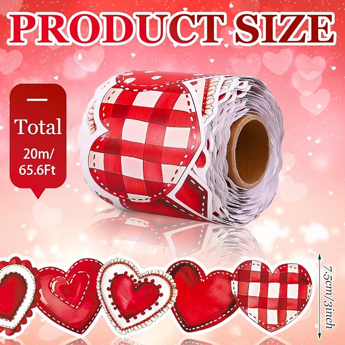 FYSUIMU 65.6 Ft Valentine's Day Bulletin Board Borders Vintage Red Heart Shaped