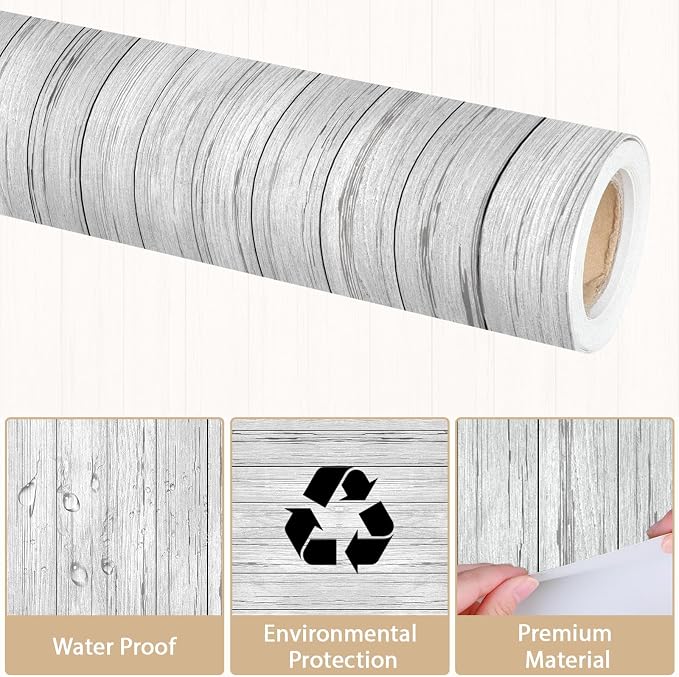 Qyeahkj Wood Grain Bulletin Board Paper Roll Rustic Bulletin Board Background