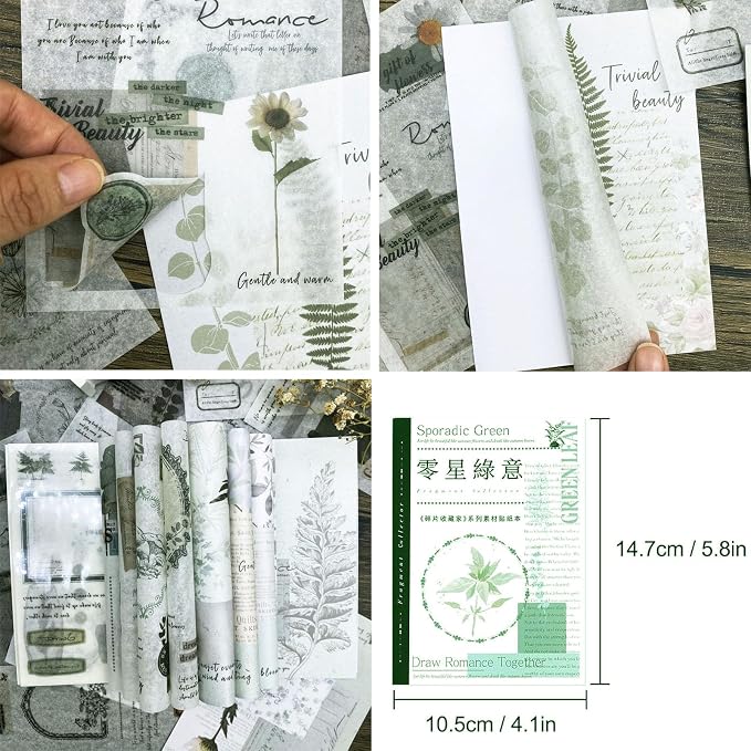 Vintage Washi Stickers for Journaling, 40 Sheets Ephemera Sticker Book for