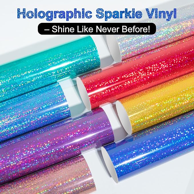 TECKWRAP Sparkle Blue Holographic Vinyl Permanent Metallic Chrome Vinyl 1ft x