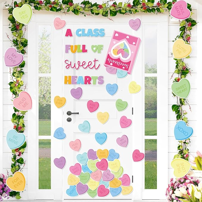 JarThenaAMCS Valentine's Day Classroom Door Decoration Candy Hearts Bulletin