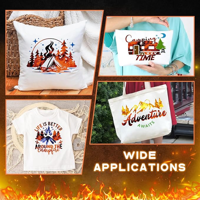 Tintnut Orange Black Flame Heat Transfer Vinyl, stretch washable, suitable