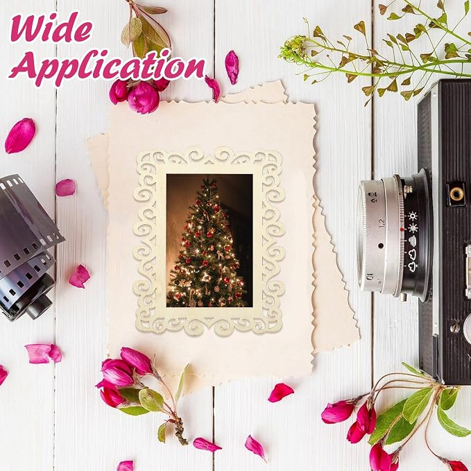 12 pcs 6 Styles Hollow Theme Undyed Wooden Photo Frames Laser Cut Oval Square