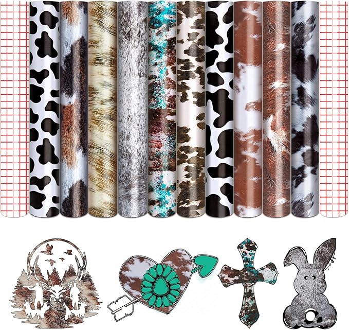Tintnut Cowhide Permanent Vinyl 12x10in 10 Sheets Permanent Adhesive Vinyl |