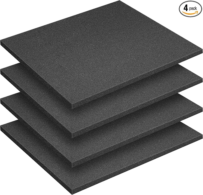 DECOHS 4 Pcs Black Polyurethane Foam Sheets, Packing Foam Pads