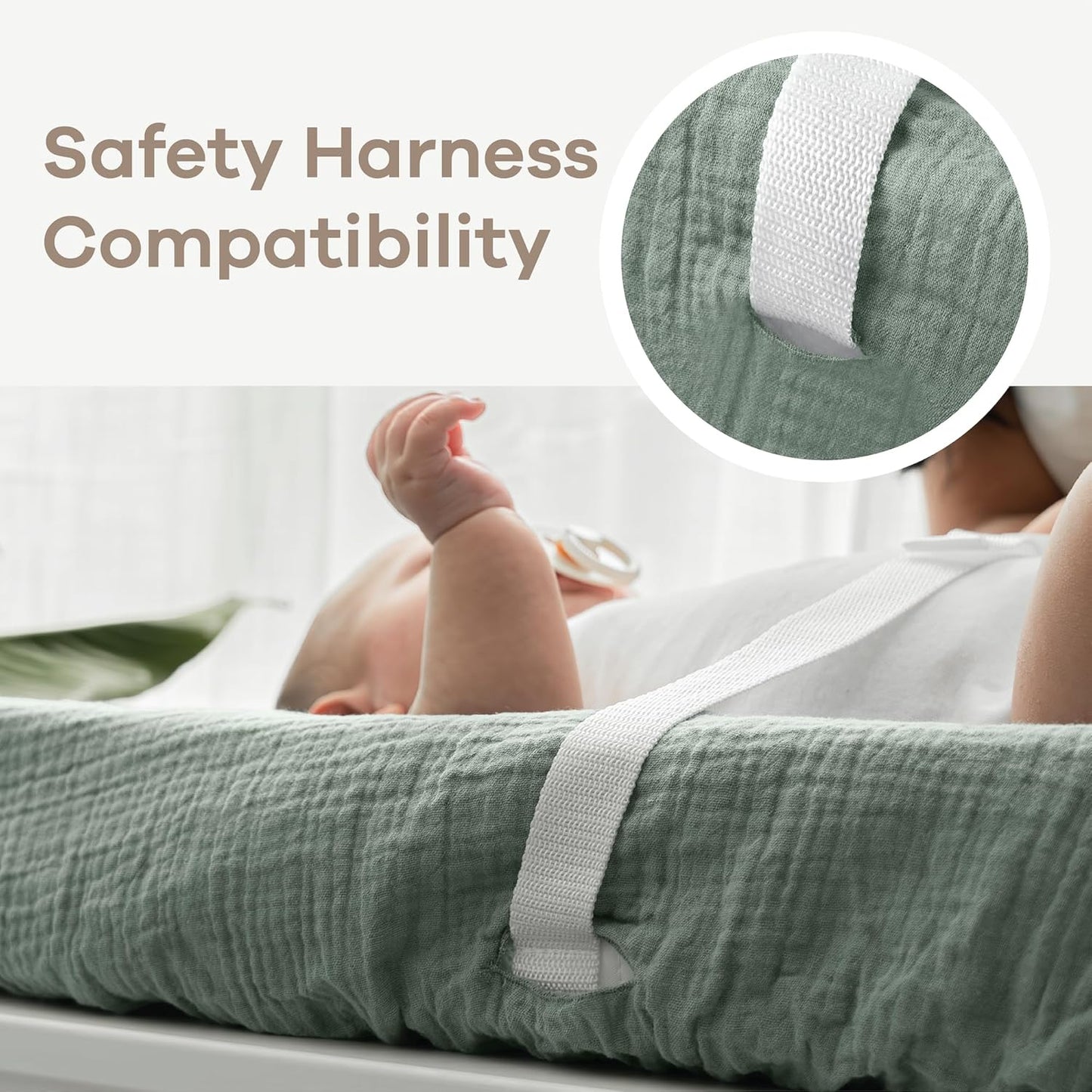 Comfy Cubs Muslin Fitted Changing Pad Cover - Soft, Breathable & Washable 100% Cotton Fitted Sheet for Baby's Comfort - Universal Fit for Flat & Curved Baby Changer Pad - Fern