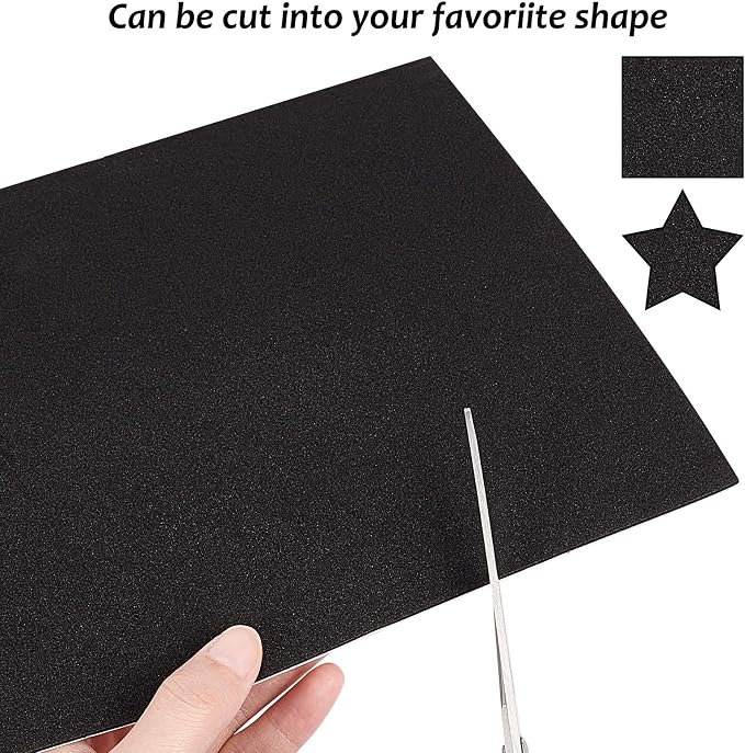 BENECREAT 10PCS Self Adhesive Backed Foam Sheet 12x8 Inch Black Nonslip EVA