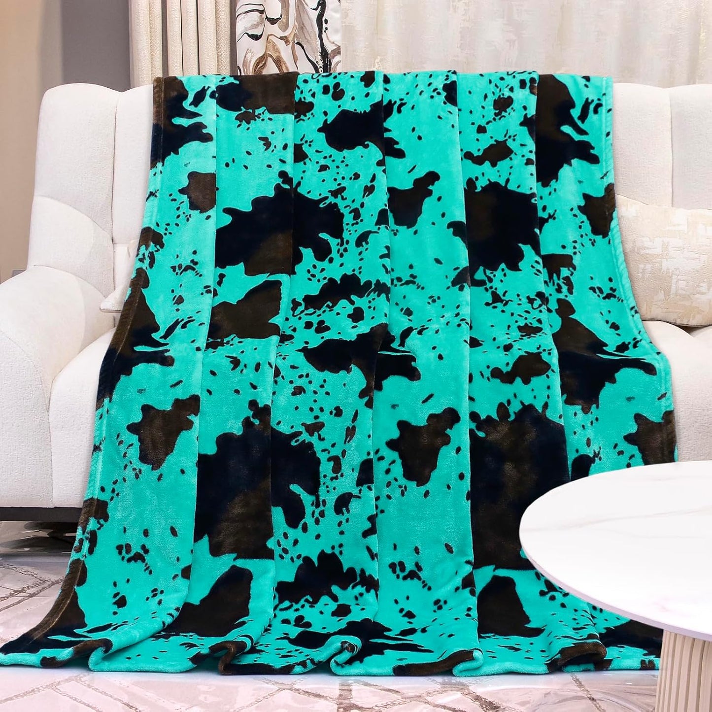 Teal Blanket Queen Size - Lightweight All-Season Plush Turquoise Soft Fleece Throw for Bed, Couch, Home Decor & Housewarming Gifts 90x90