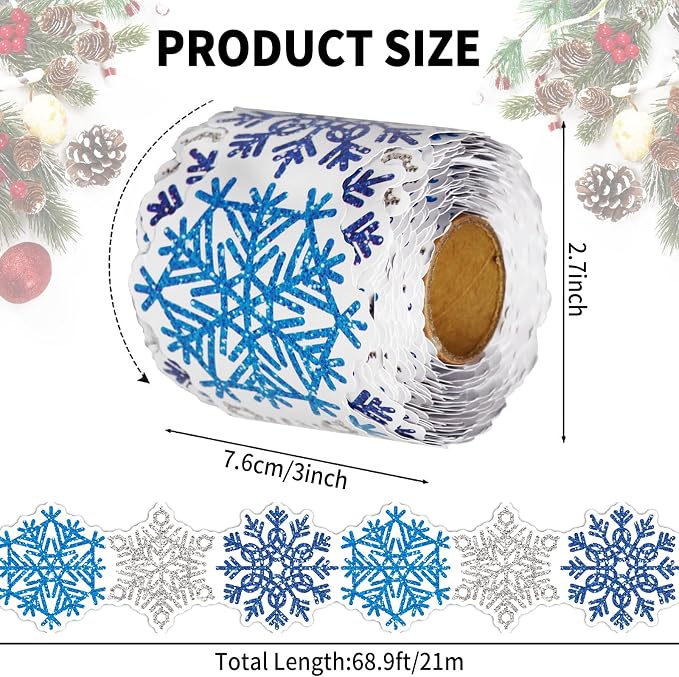 69 Feet Winter Snowflake Bulletin Board Borders, Shine Scalloped Borders