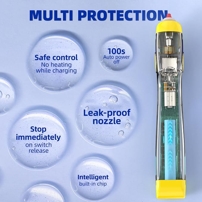 Blue Cordless Hot Glue Gun, 6s Fast Preheating, Auto Dispensing Dripless
