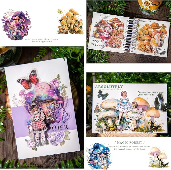 60PCS Holographic Mushroom Stickers