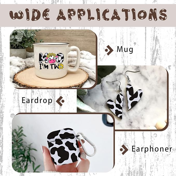 Tintnut Cowhide Permanent Vinyl Black White Adhesive Vinyl Roll 12in x 5ft |
