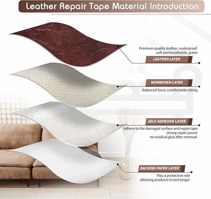 KING MOUNTAIN Leather Repair Patch, 2 Packs 9 x 11 Inches self Adhesive Leather