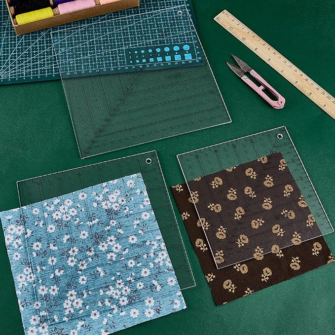 NBEADS 3 Pcs Square Up Ruler, 6/7/8Inch Transparent Acrylic Sewing Template
