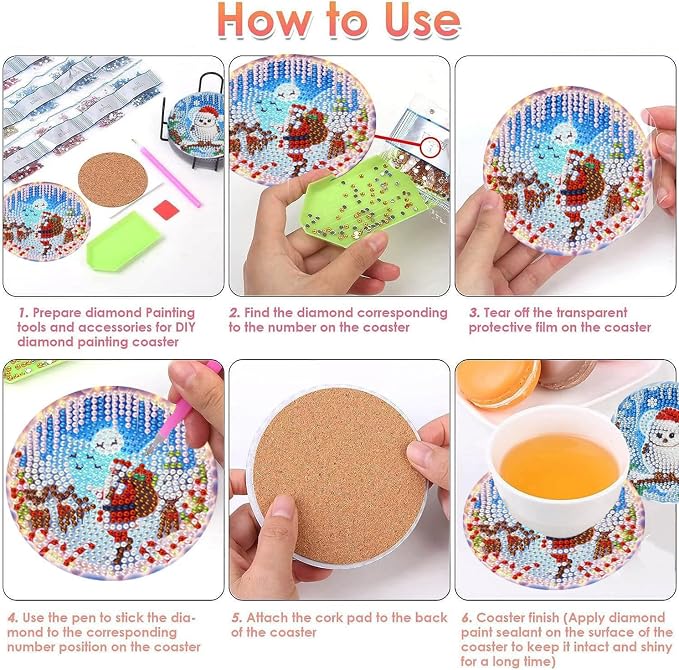 Benjenes 8PCS Diamond Art Coasters Kit