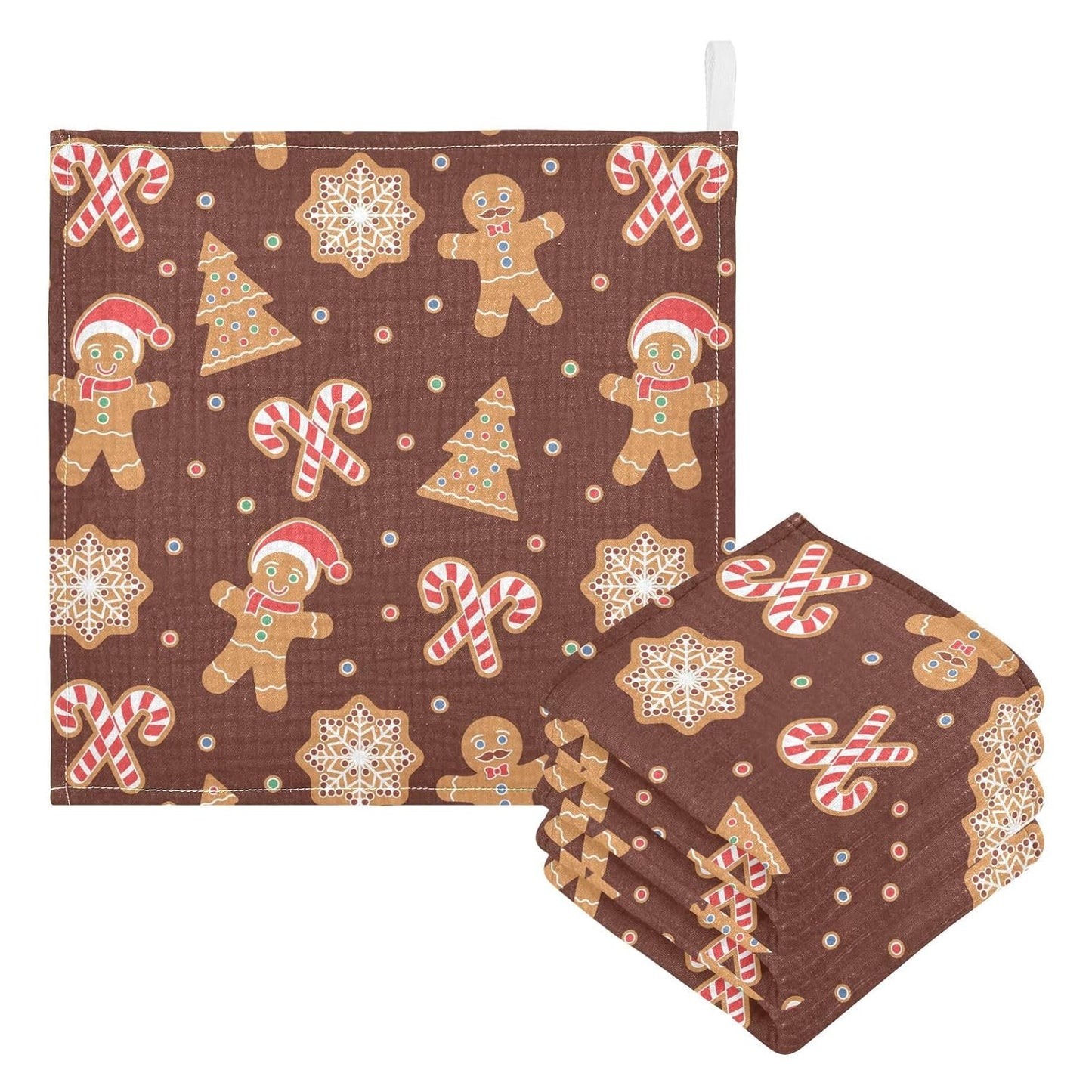Christmas Gingerbread Candy Muslin Burp Cloths Baby Burp Cloths for Boys Girls Snowflake Tree Baby Muslin Washcloths Baby Essentials for Newborn Soft Absorbent 12x12in, 3 Pack