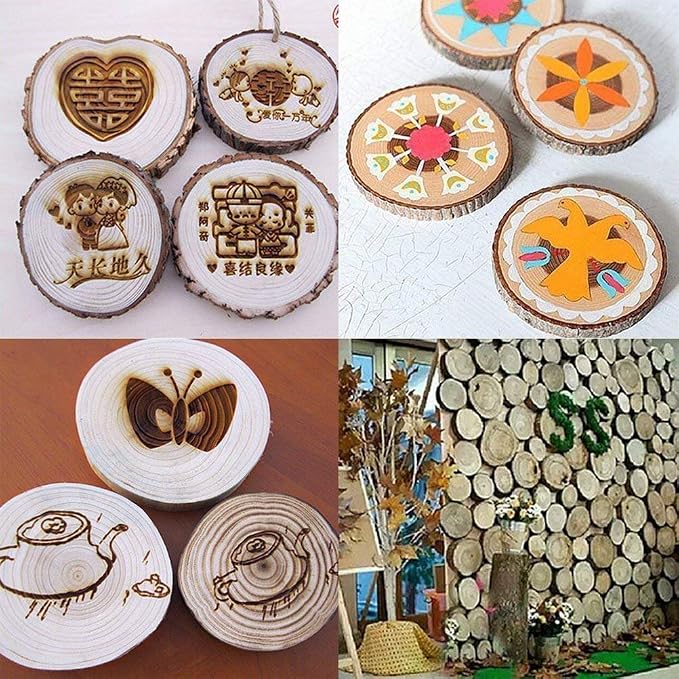 Unfinished Natural Wood Slices 12 Pcs 3.5-4 inch Craft Wood kit Circles Crafts