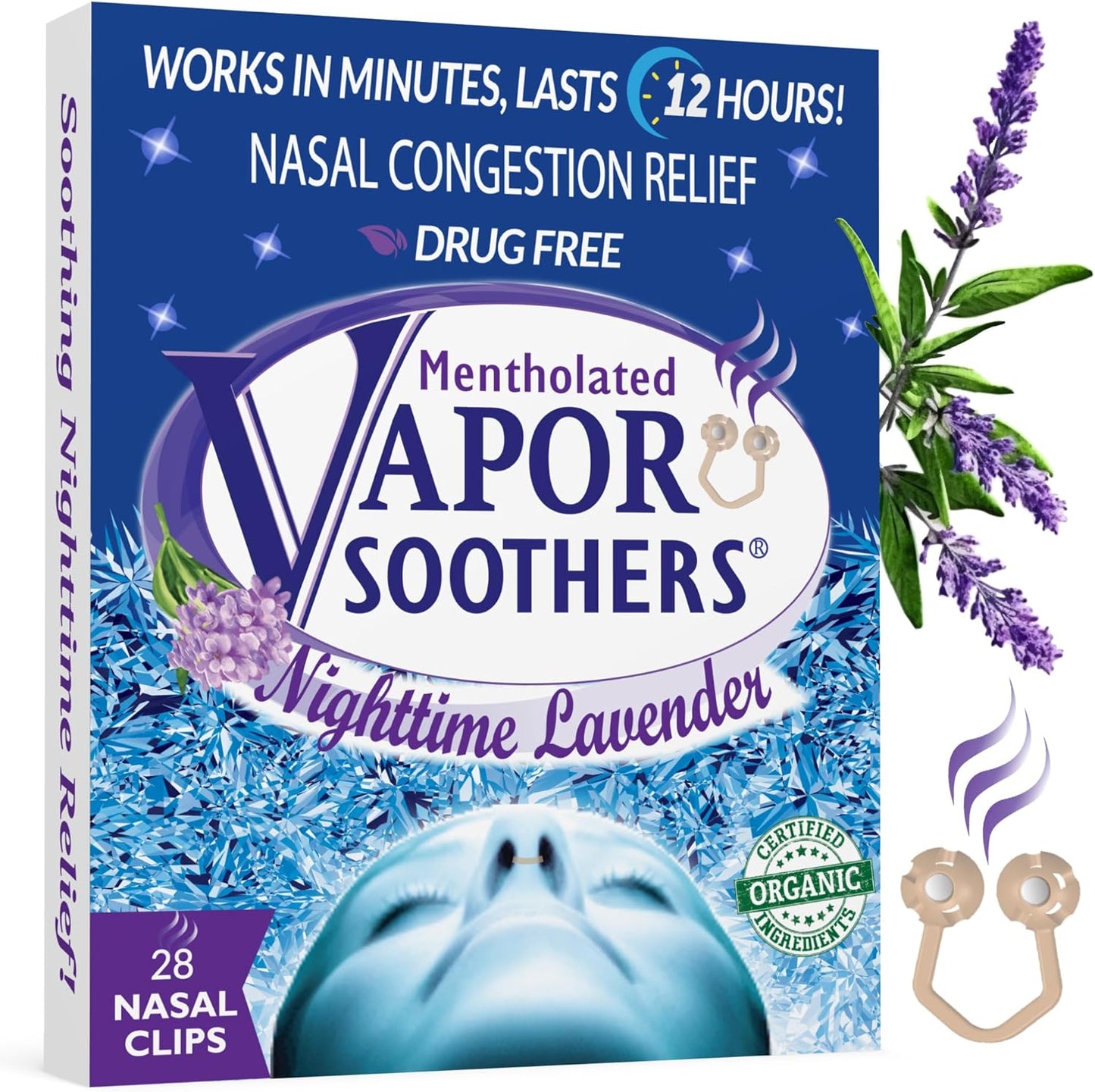 by Scenttech, Snore Reducing- Anti Snoring Aid, Nasal Dilators for Breathing, Instant Nasal Congestion Relief, Nighttime Lavender, 28 Count, Drug-Free