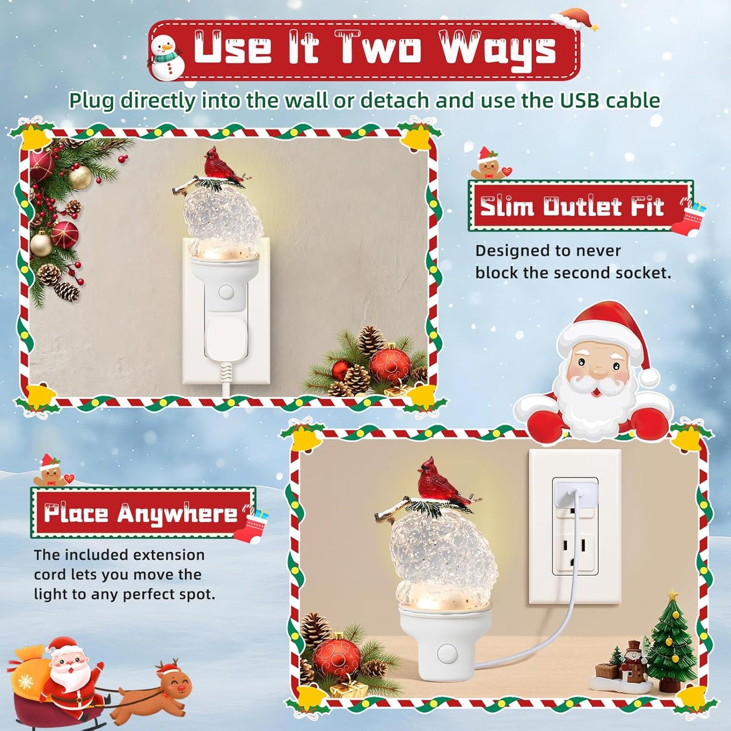 Christmas Night Light Plug into Wall Swirling Glitter USB Portable Christmas Decorative Night Light Decoration for Kids Adults Bedroom Kitchen Living Room Holiday Decor (Pinecone)