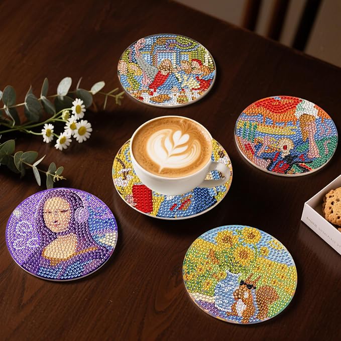 DOZEEZOP 8-Pack Diamond Art Coaster Kit