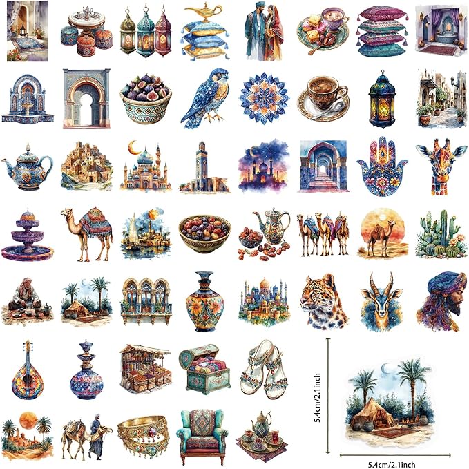 50 PCS PET Middle Eastern Style Stickers