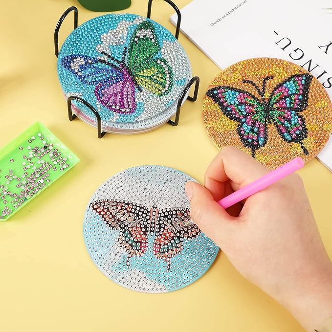 UPINS 8Pcs Diamond Art Painting Coasters