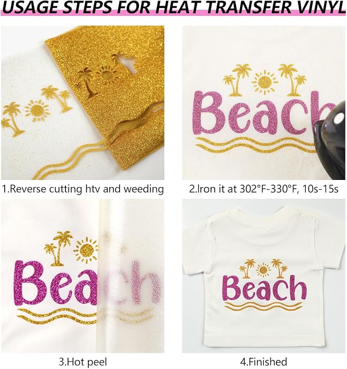 HTVVETUR Glitter HTV Vinyl Rolls Heat Transfer Vinyl