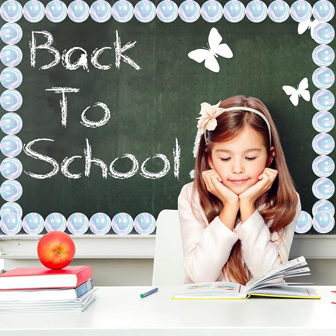 FYSUIMU 65.6 Ft Iridescent Happy Face Bulletin Board Border Back to School