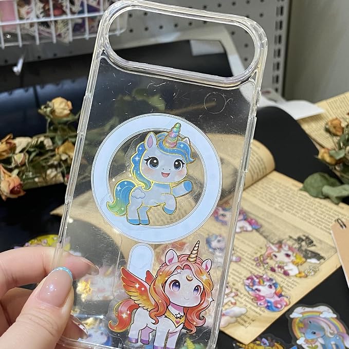 50Pcs Clear Gold Stamp Unicorn Stickers