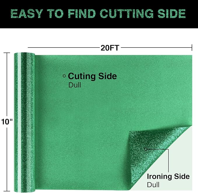 Green Glitter HTV Heat Transfer Vinyl Roll 12inch x 20 ft